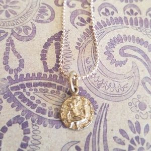Vintage Zodiac Aquarius charm necklace